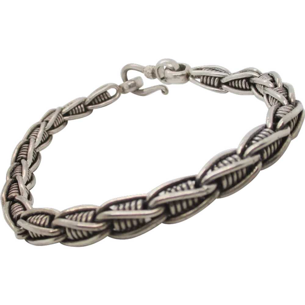 Vintage 1980s Fancy Link Sterling Silver Bracelet - image 1