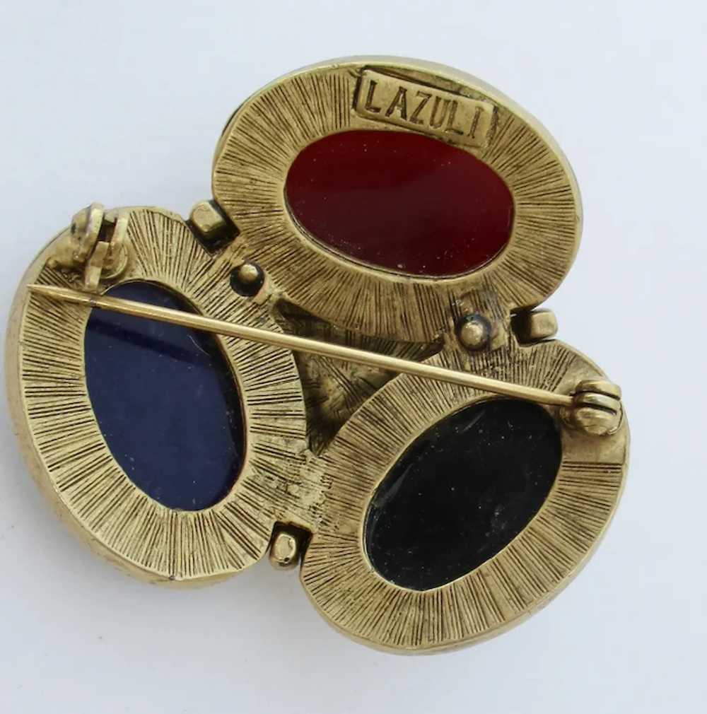 Lazuli Modern Art Brooch with Faux jewels - image 4