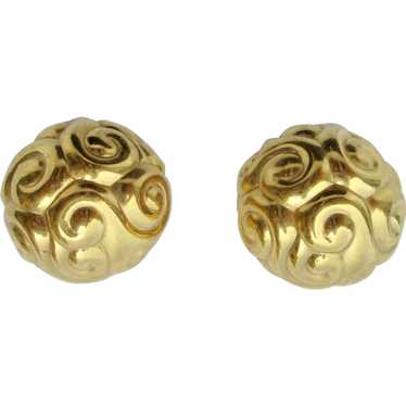 Ciner Gilt Carved Ball Earrings