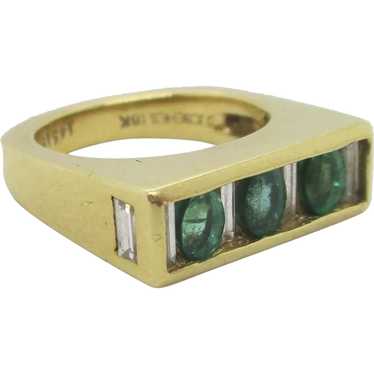 Joe Hess 18kt. Emerald and Baguette Vintage Ring - image 1