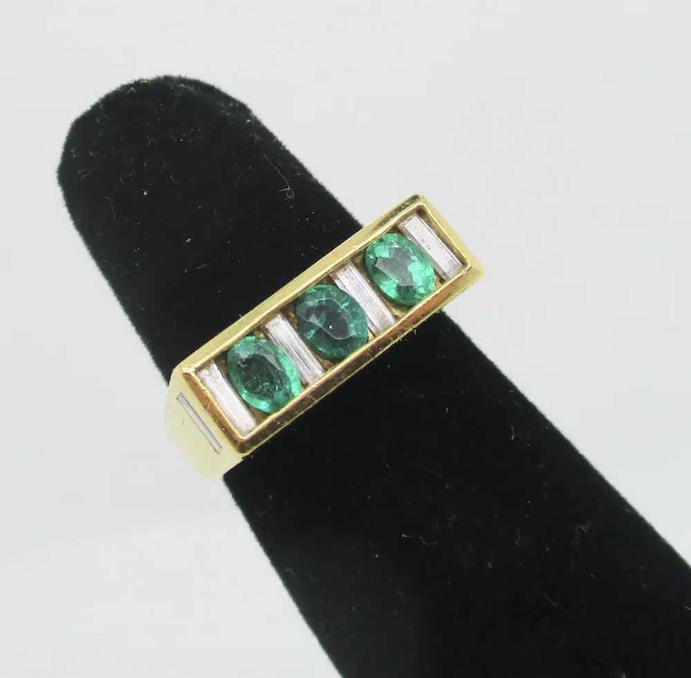 Joe Hess 18kt. Emerald and Baguette Vintage Ring - image 6