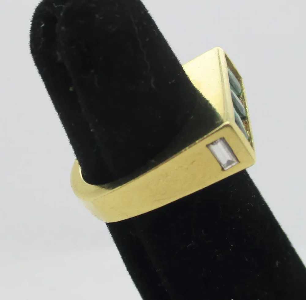 Joe Hess 18kt. Emerald and Baguette Vintage Ring - image 7