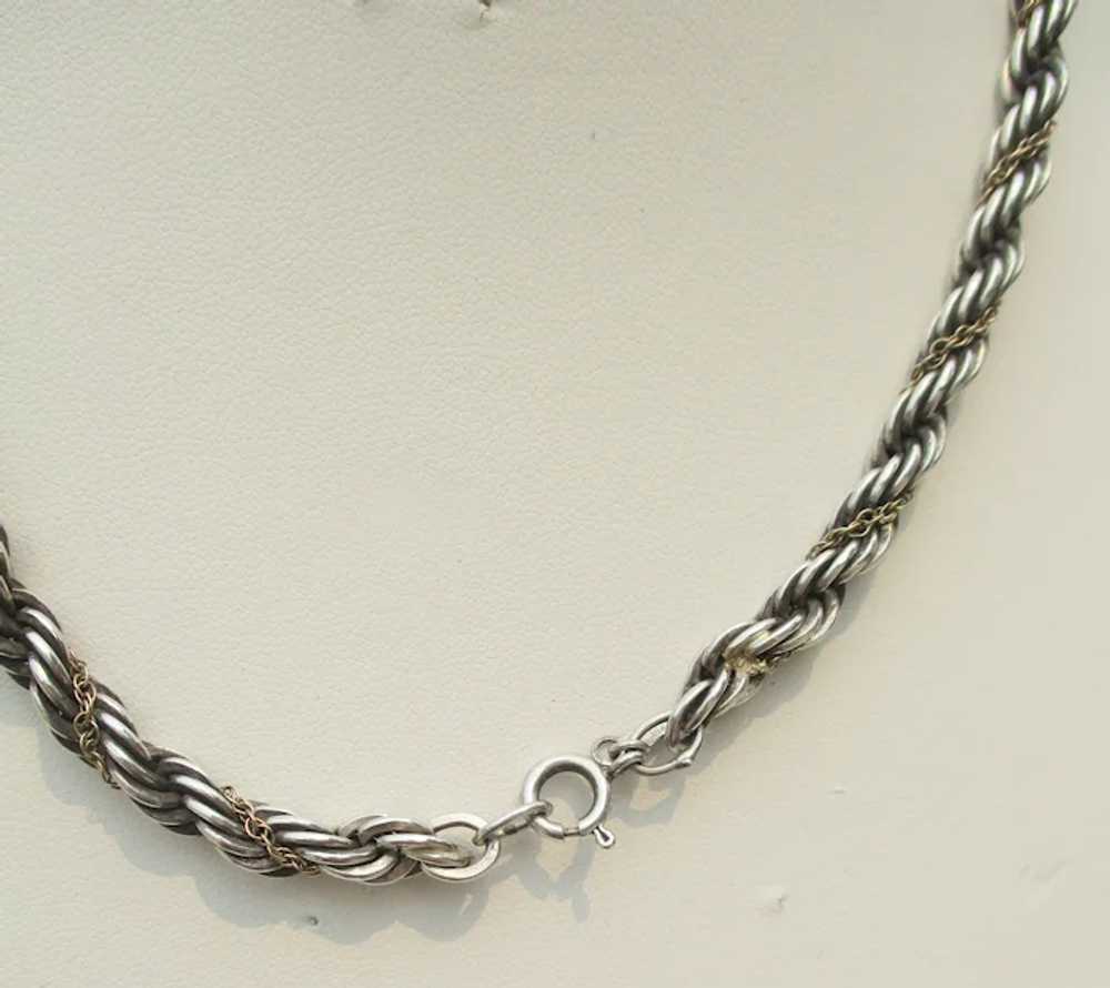 Sterling Silver Rope Chain with  14 Kt. Link Chain - image 4