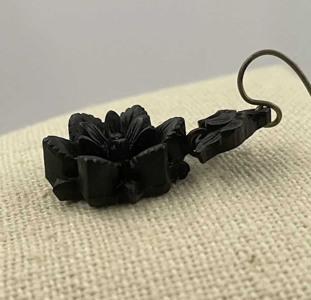 Victorian Carved Bog Oak  Earrings - image 3