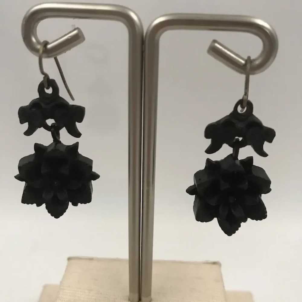 Victorian Carved Bog Oak  Earrings - image 5