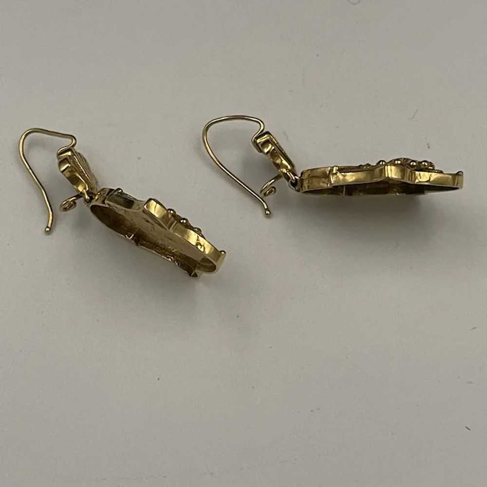 Dangle Etruscan Revival 14k Gold Earrings - image 4