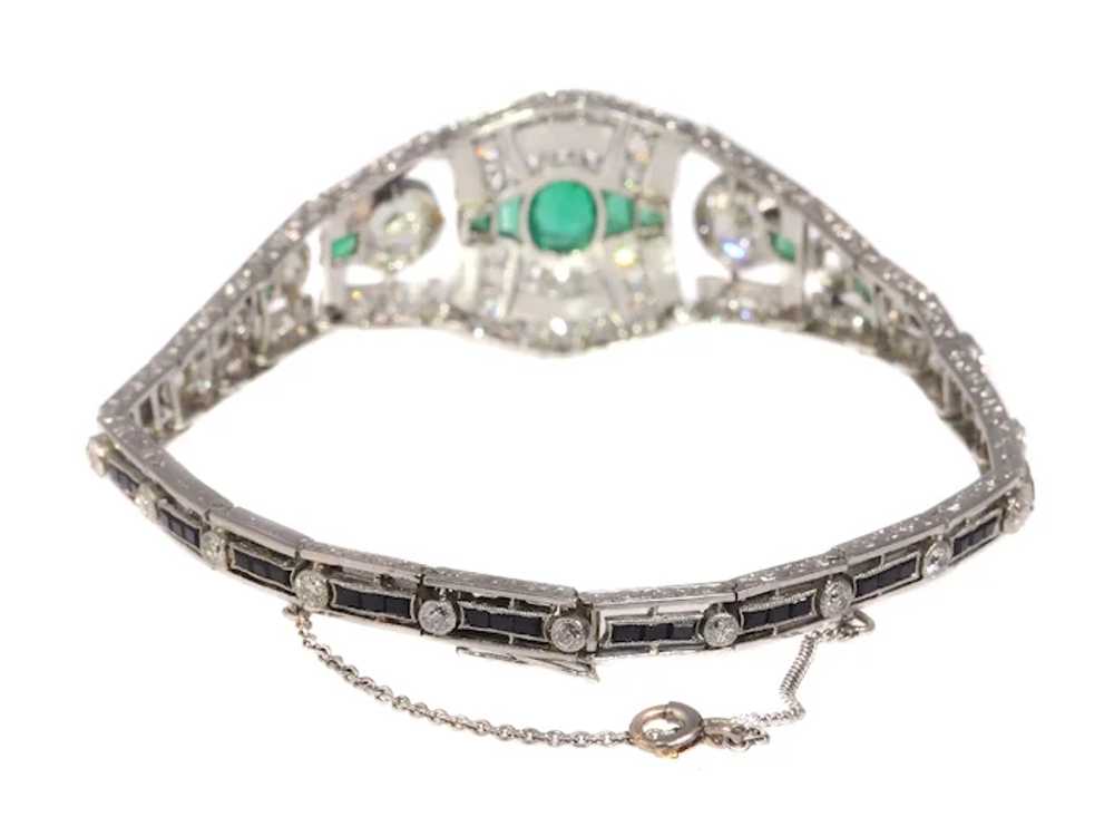 Original vintage Art Deco diamond onyx and emeral… - image 7