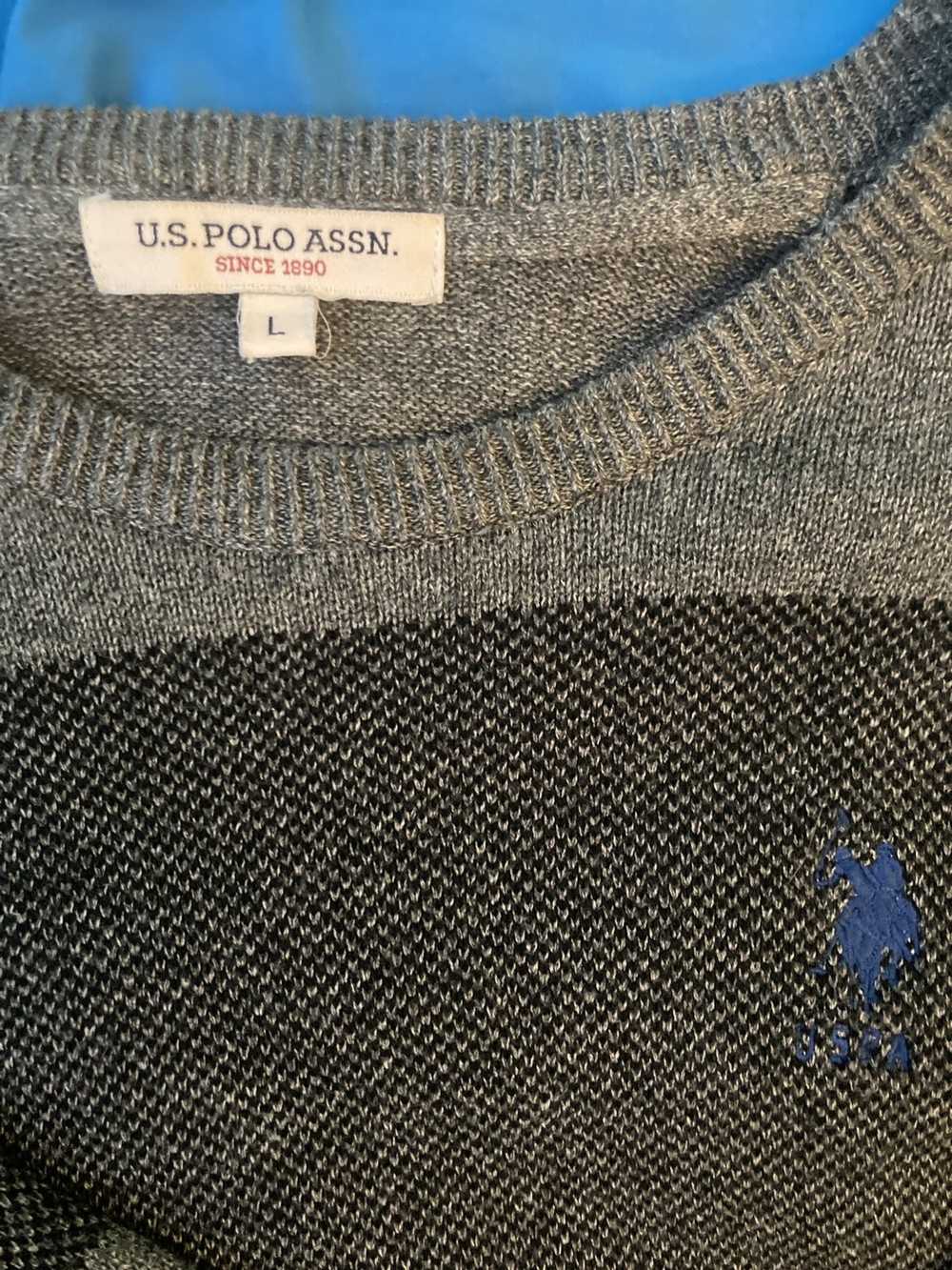 U.S. Polo Assn. Gray Sweater with dark gray strip… - image 2