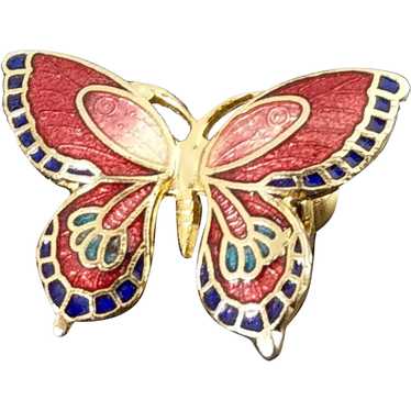 Tiny Enamel Butterfly Brooch - image 1