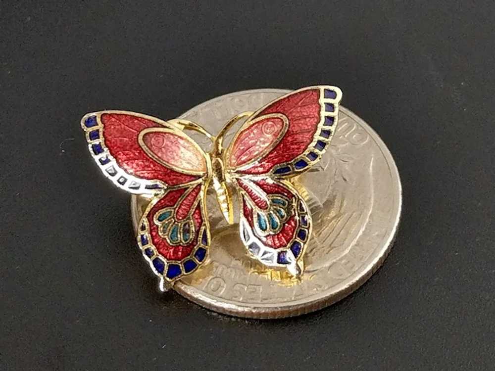 Tiny Enamel Butterfly Brooch - image 2