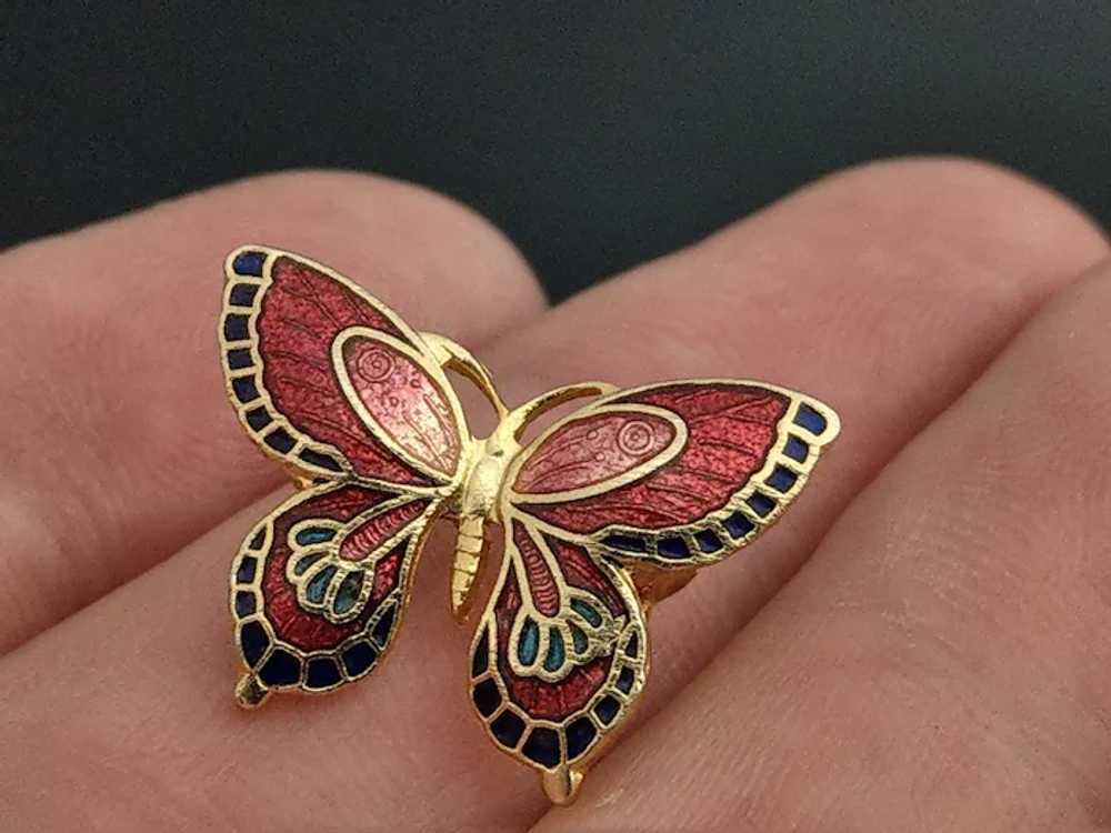 Tiny Enamel Butterfly Brooch - image 5