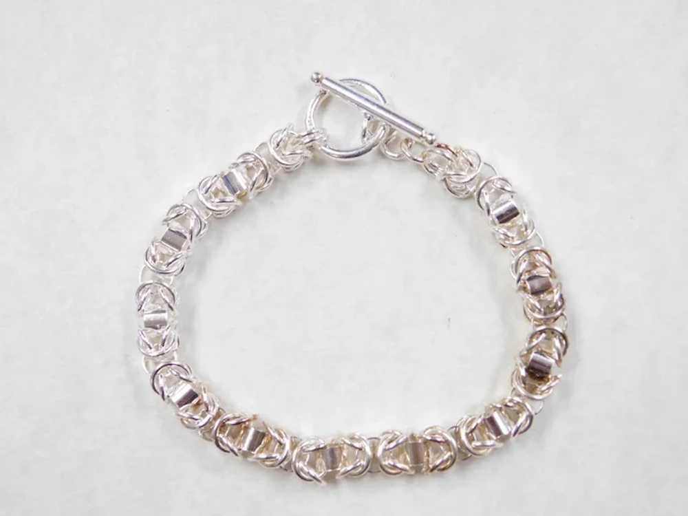 Sterling Silver Fancy Byzantine Bracelet 8 1/4" - image 2