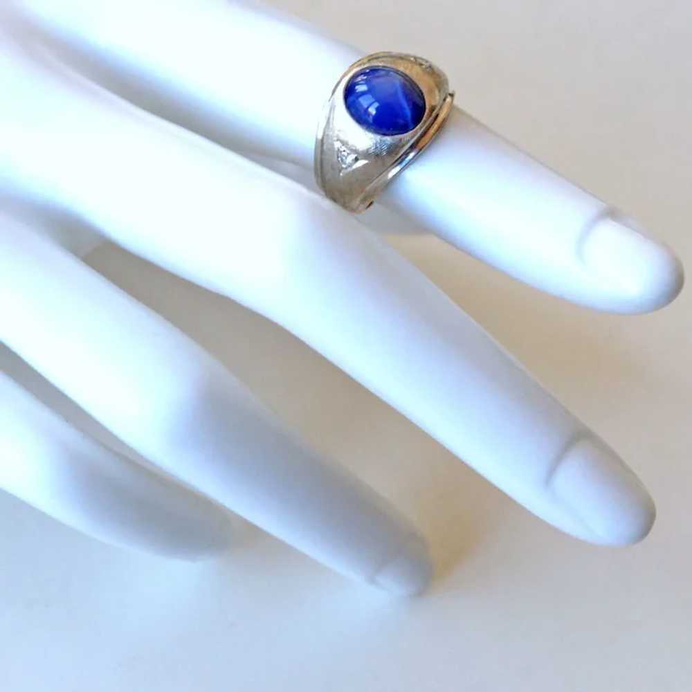 Ring Lab Created Star Sapphire Diamonds 14k White… - image 6