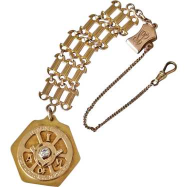 1916 Watch Fob Chain Intl. Assoc of Machinists Di… - image 1