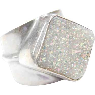 Sterling Silver White Druzy Ring