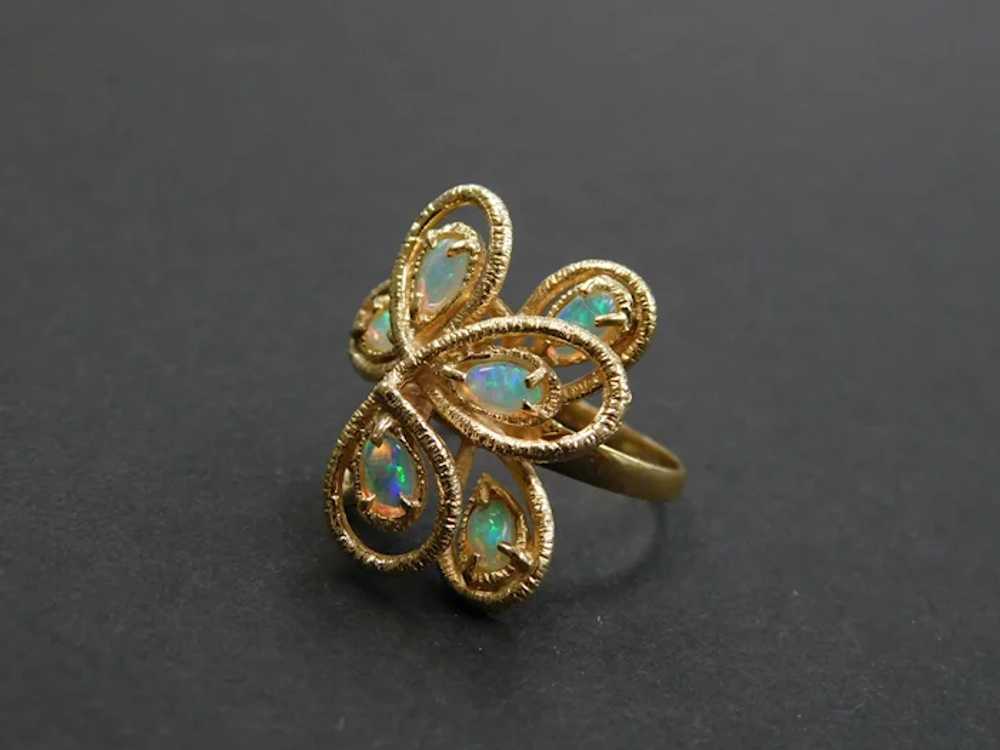 Modern Opal Cocktail Ring 14k Gold - image 5