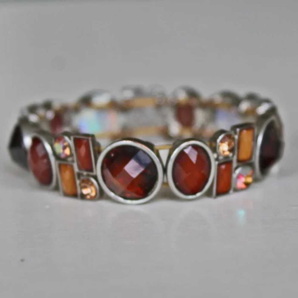 Bracelet Root Beer Faceted Beads Rhinestones - image 2