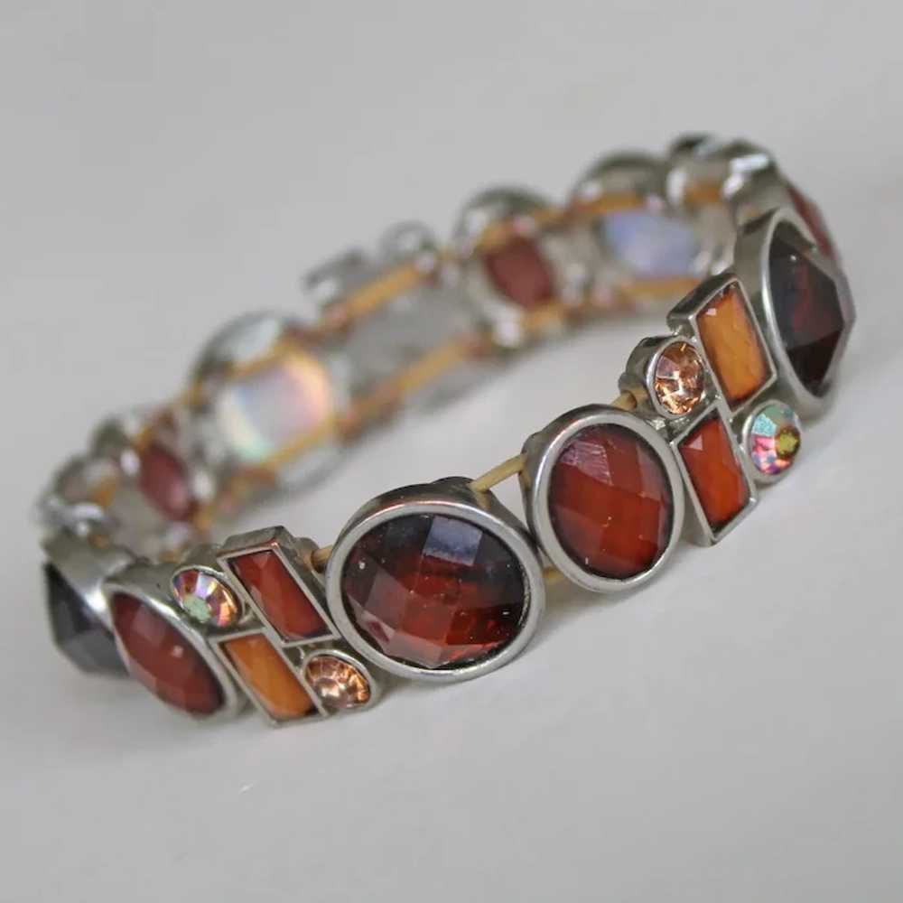 Bracelet Root Beer Faceted Beads Rhinestones - image 3