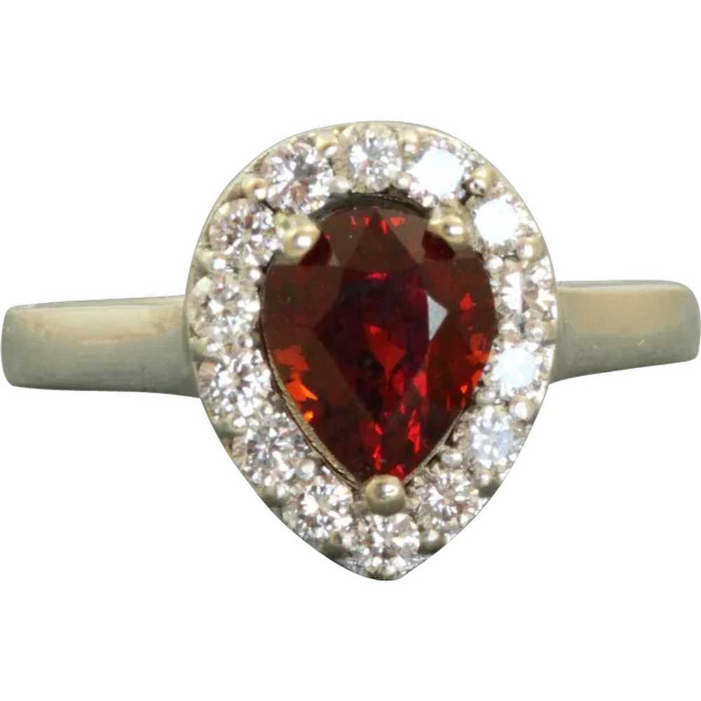 Estate 14K Garnet and Diamond Ring - image 1