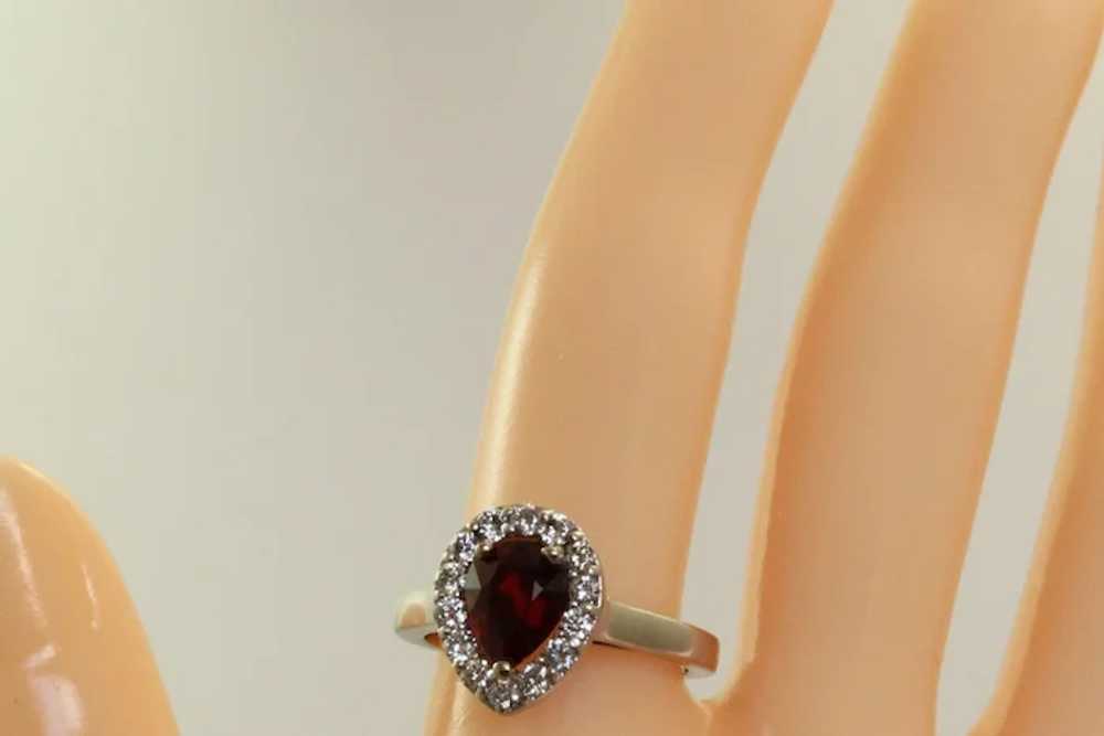 Estate 14K Garnet and Diamond Ring - image 2