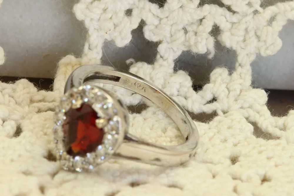 Estate 14K Garnet and Diamond Ring - image 3