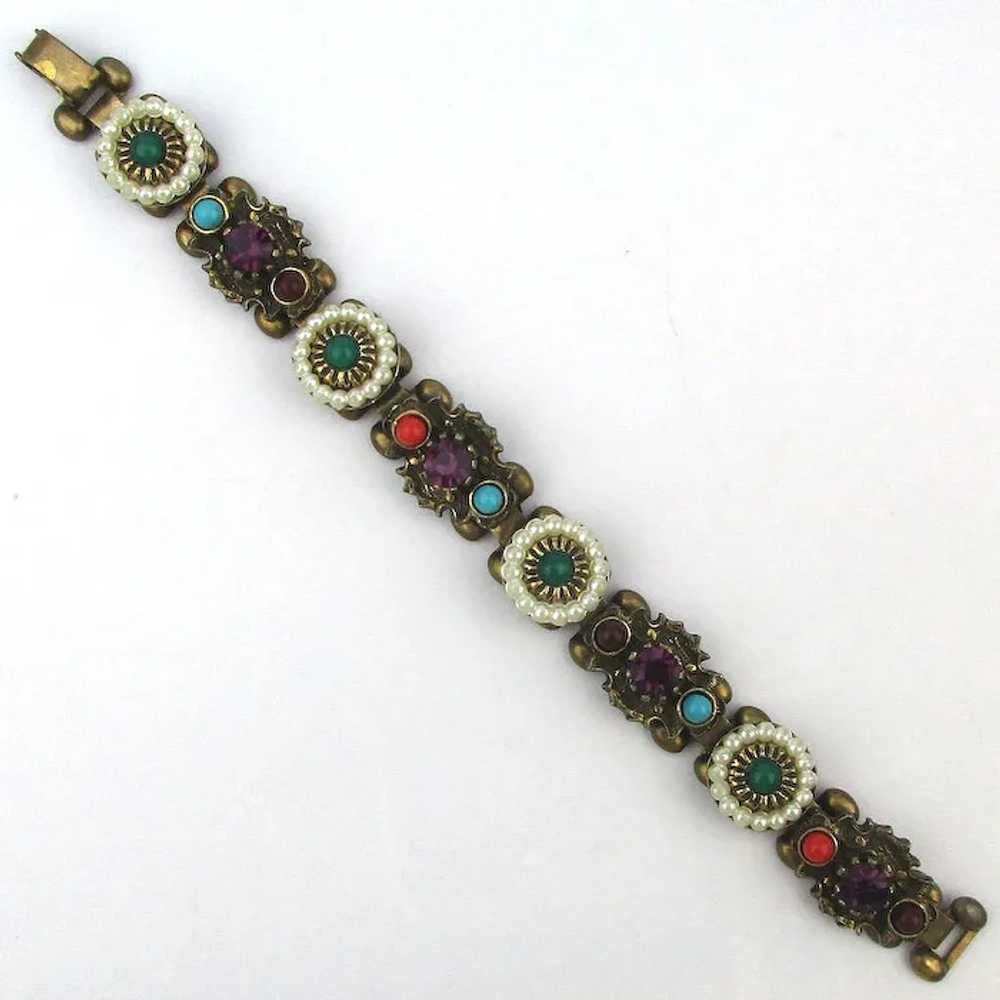 Signed Jeweled SELINI Link Bracelet - image 3