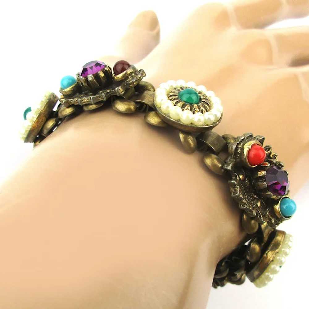 Signed Jeweled SELINI Link Bracelet - image 4