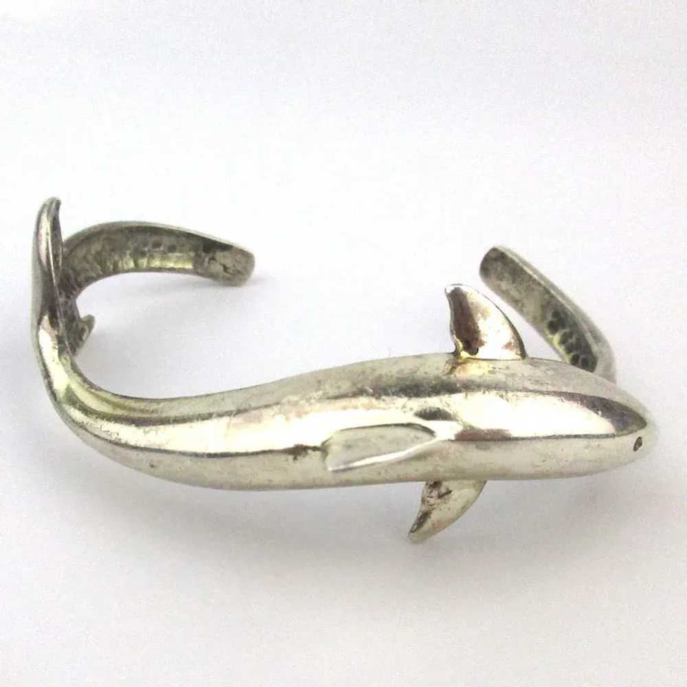 Big Jumping Dolphin Sterling Silver Cuff Bracelet… - image 3