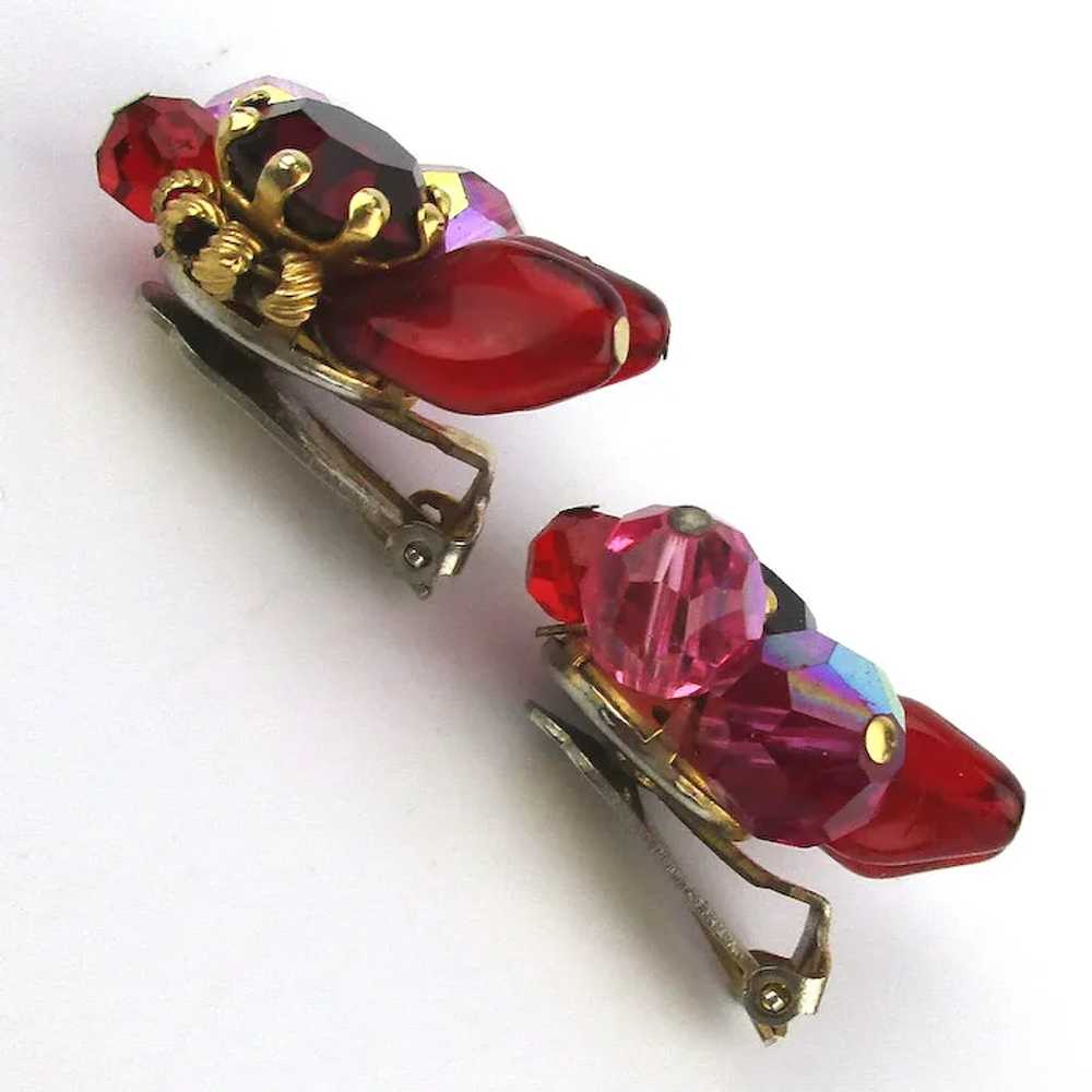 Vintage Hattie Carnegie Crystal Glass Clip Earrin… - image 2