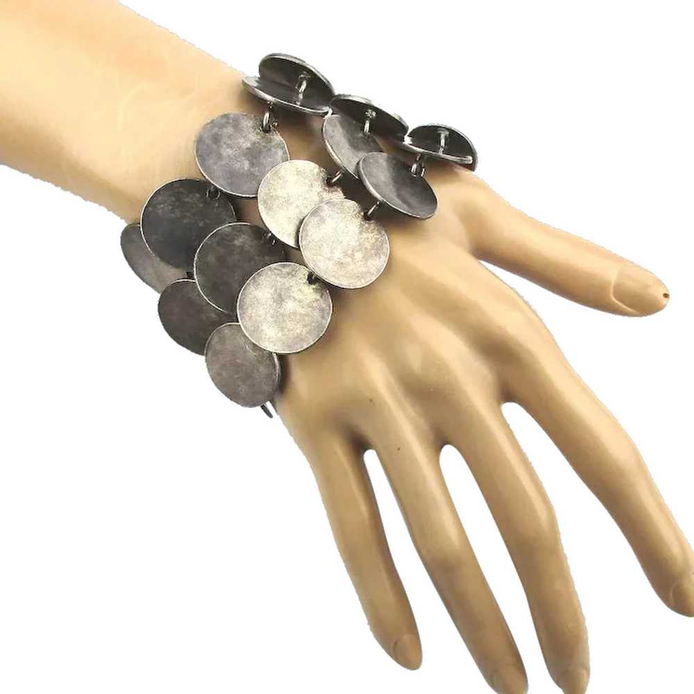 Modernist POINTUS PARIS Triple Disk Rows Bracelet - image 1