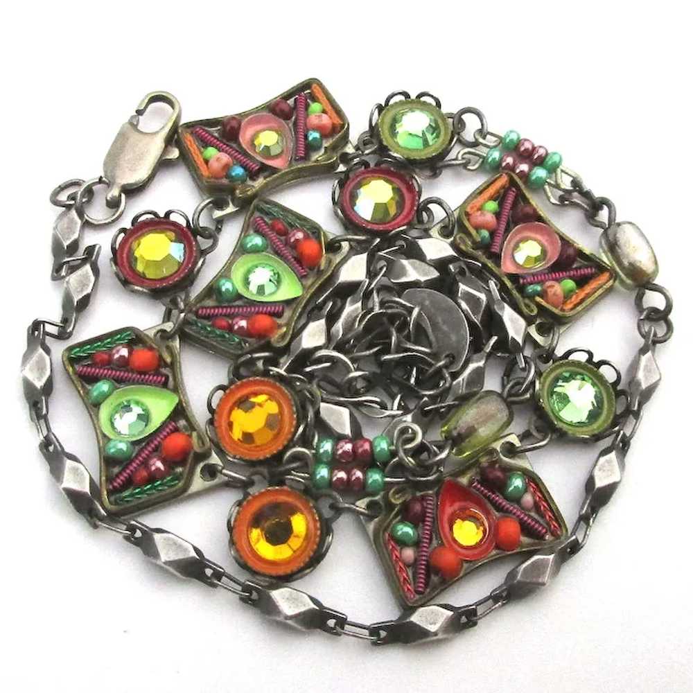 Vintage ADAYA Crystal Handset Rhinestone Necklace - image 4