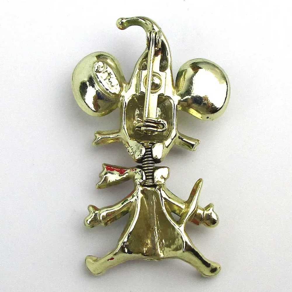 Kinetic BJ Bobble Head Mouse Pin Brooch Enamel Elf - image 5