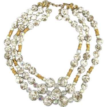 KRAMER Gold-Speckled Glass Bead 3 Strand Necklace