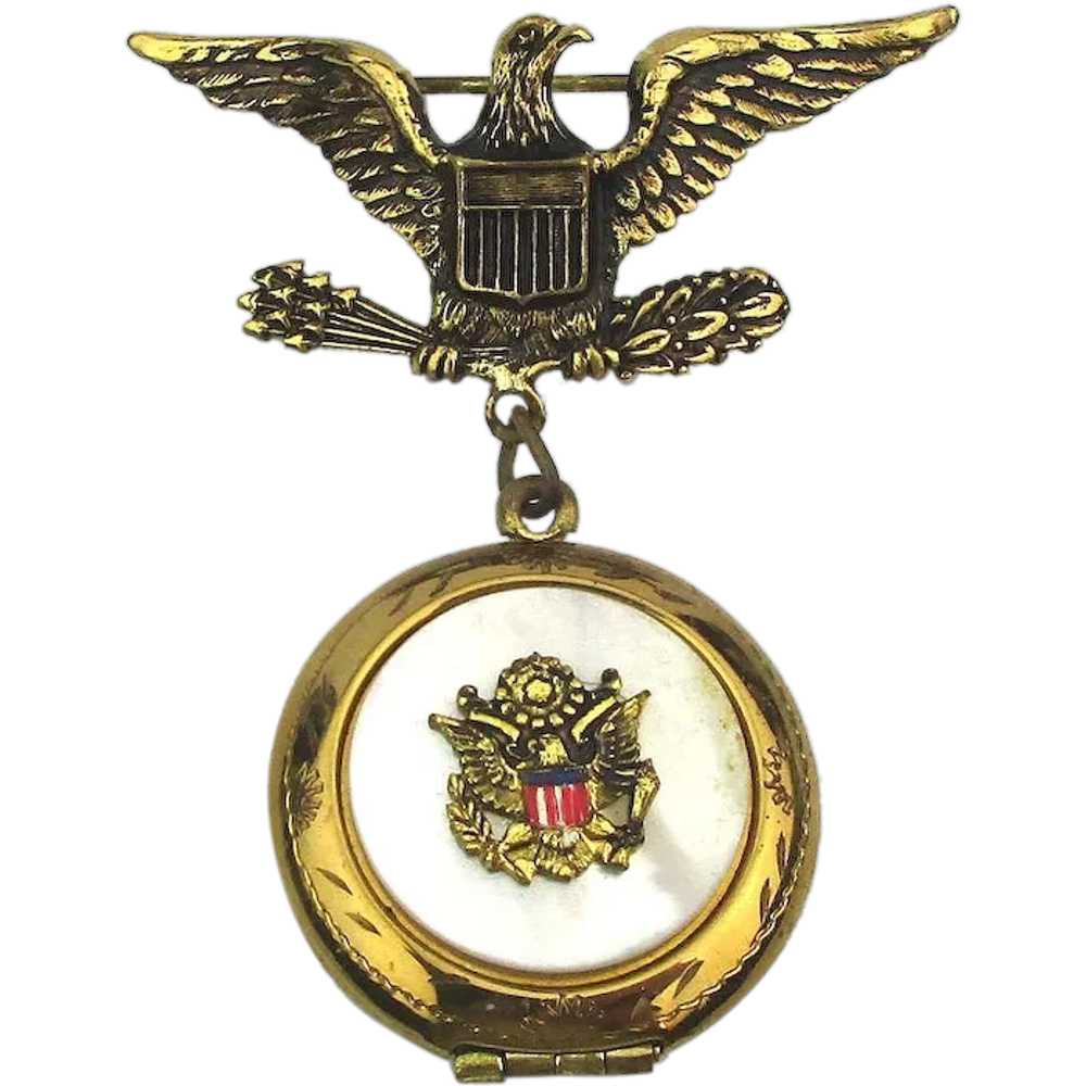 1940s Sweetheart Locket Pin - Double Eagle WWII - image 1