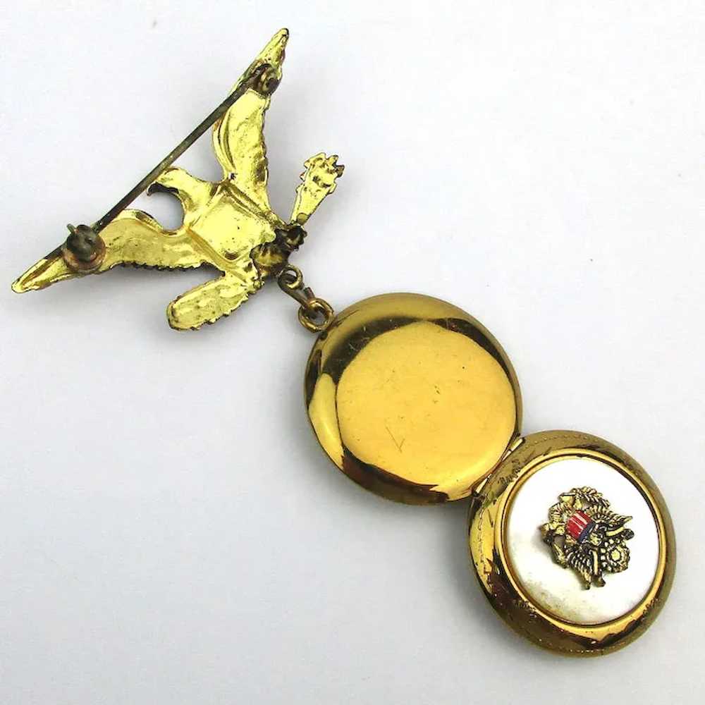 1940s Sweetheart Locket Pin - Double Eagle WWII - image 3