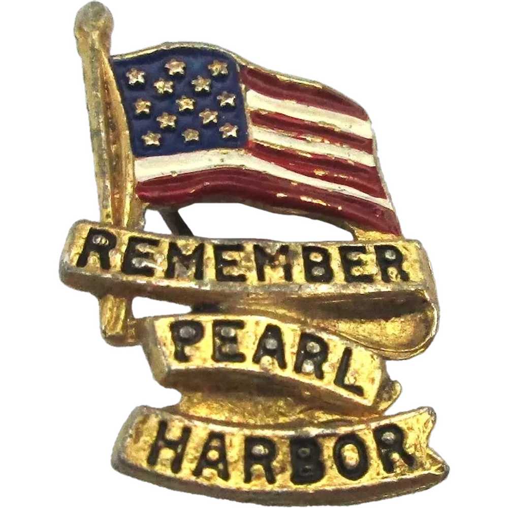 WWII ~ Remember Pearl Harbor ~ Patriotic Flag Pin - Gem