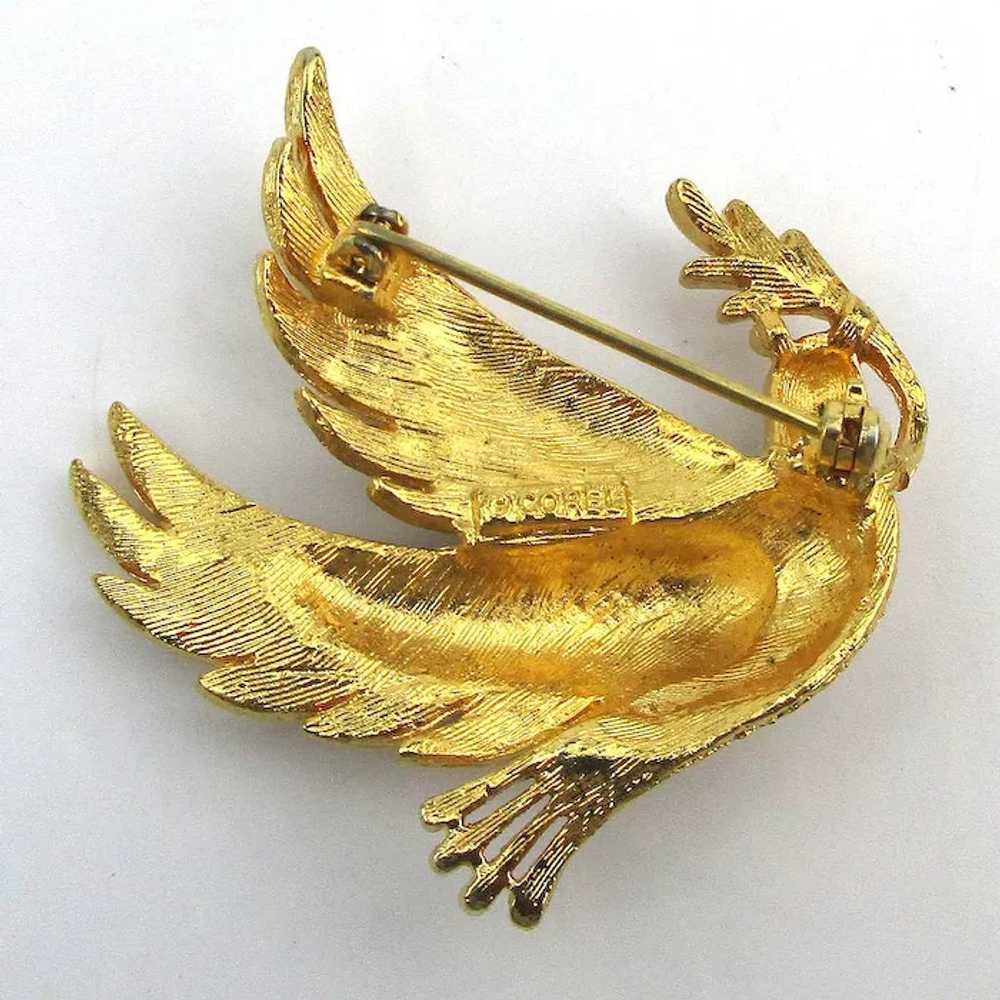 1971 Coro COREL Peace Dove Pin w/ Olive Branch Br… - image 3