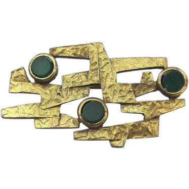 Obscure Lind-Gal Modernist Pin Brooch w/ 3 Faux E… - image 1