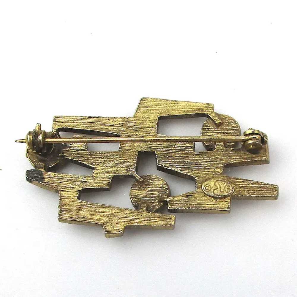 Obscure Lind-Gal Modernist Pin Brooch w/ 3 Faux E… - image 3