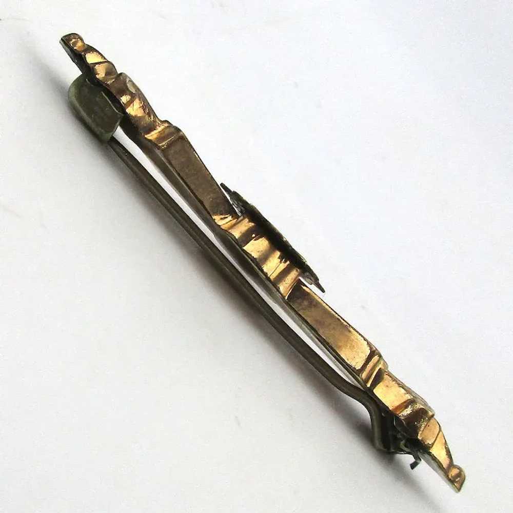 Antique Victorian Gilded Bar Pin w/ Star - image 3