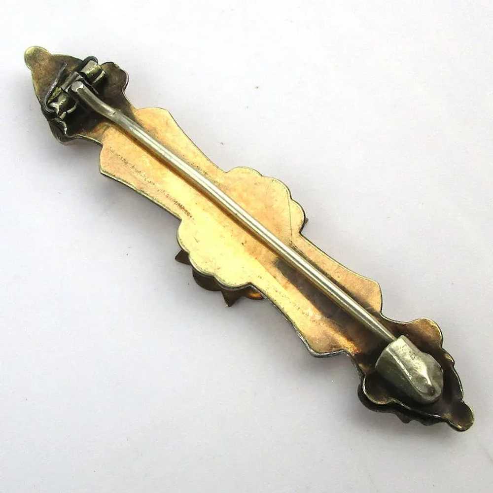 Antique Victorian Gilded Bar Pin w/ Star - image 4