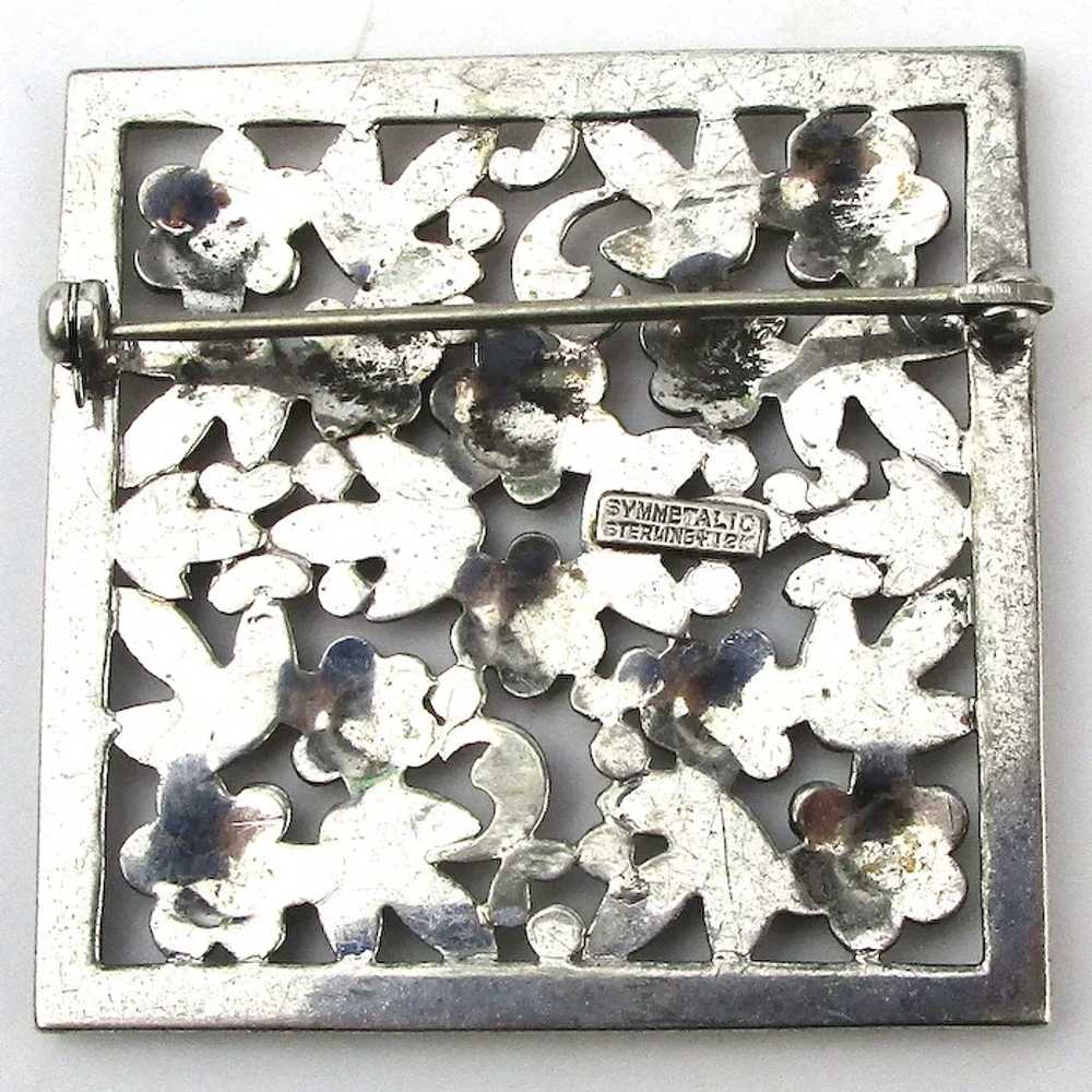 Symmetalic Sterling Silver 12K Gold Floral Pin Br… - image 3