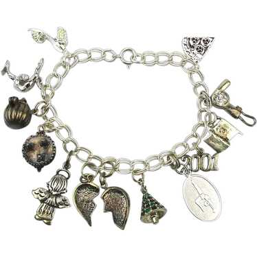 Sterling Silver Charm Bracelet w/ Fun Charms - image 1