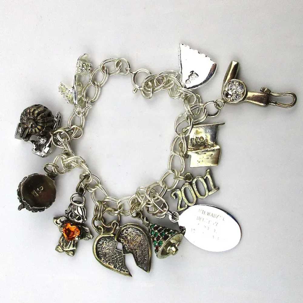 Sterling Silver Charm Bracelet w/ Fun Charms - image 4