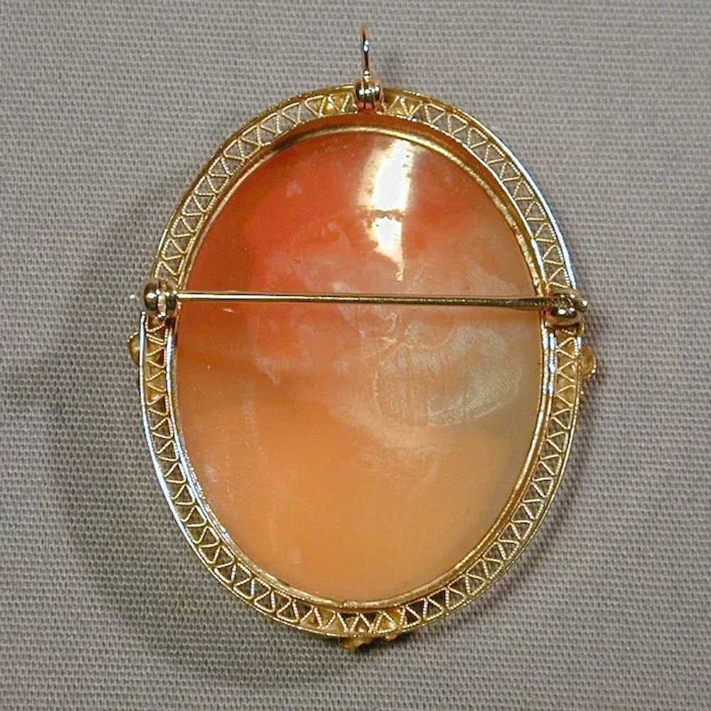 Art Deco Era 14K Carved Cameo Pin Pendant - She's… - image 3