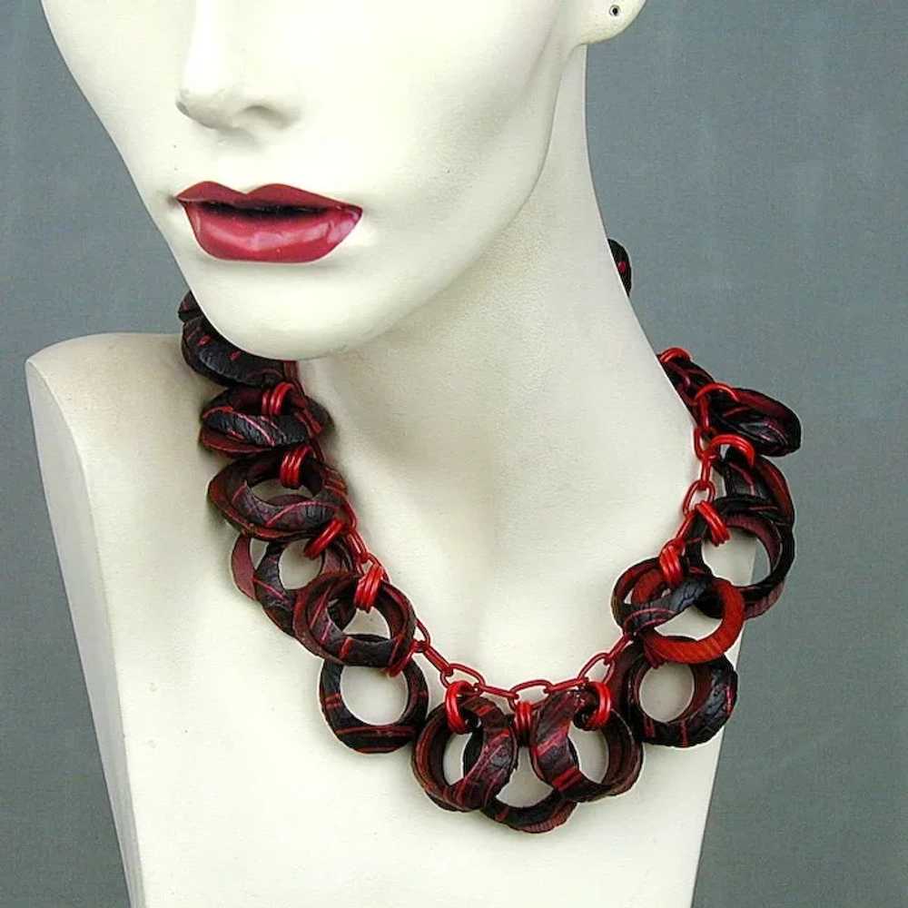 Great c1940 Necklace - Painted Wood & Celluloid - image 2