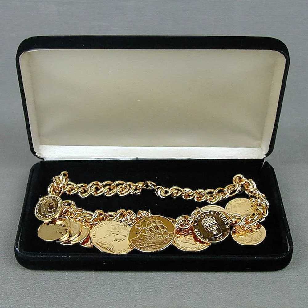 Vintage Faux Gold Coin Charm Necklace American Ai… - image 4