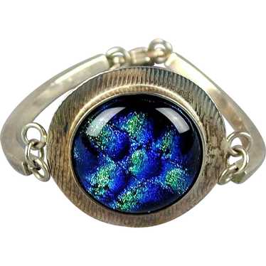 Sterling Silver Blue Green Opalescent Stone Bracel