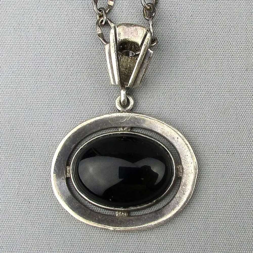 Vintage Sterling Silver VIOR Chain w/ Onyx 925 Pe… - image 3