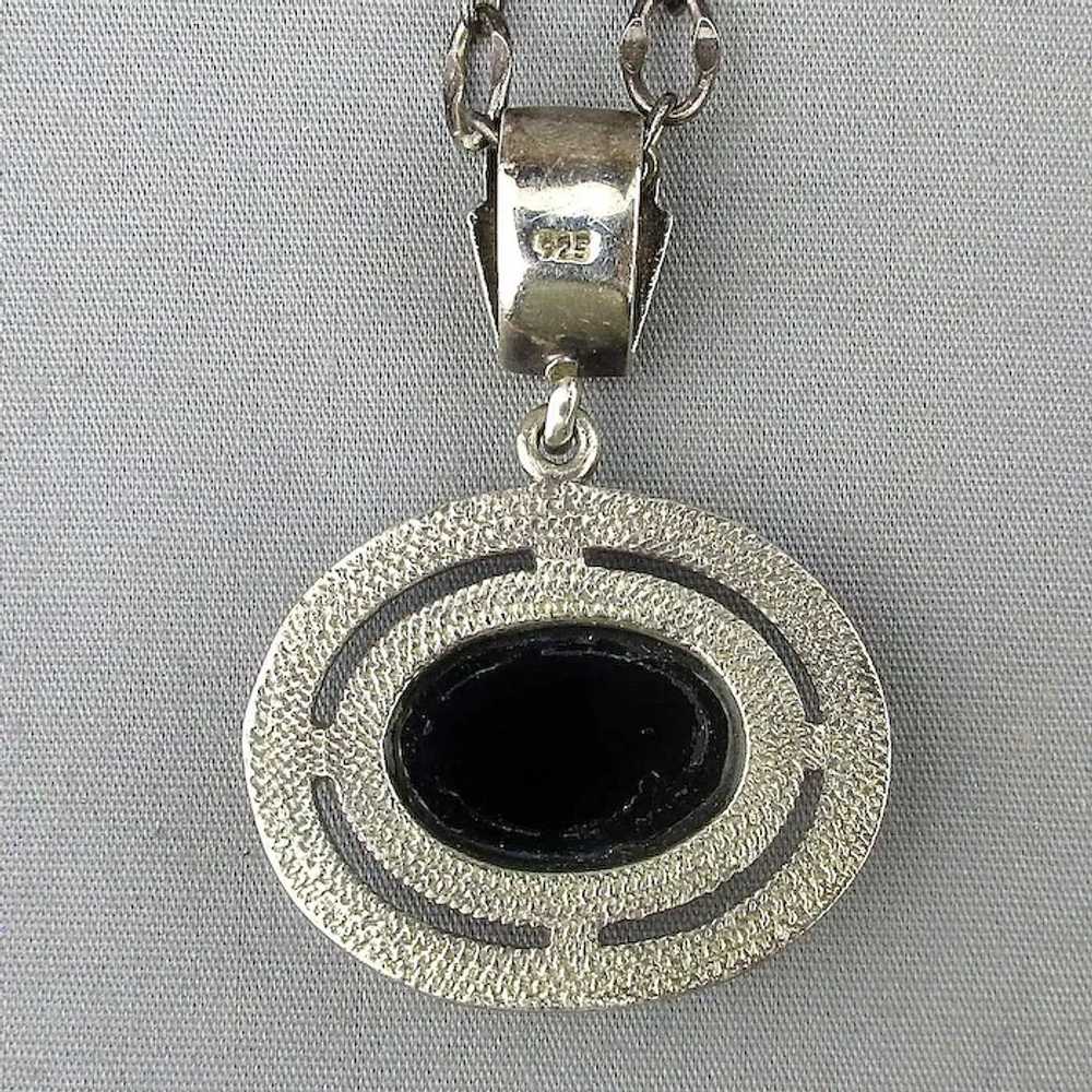 Vintage Sterling Silver VIOR Chain w/ Onyx 925 Pe… - image 4